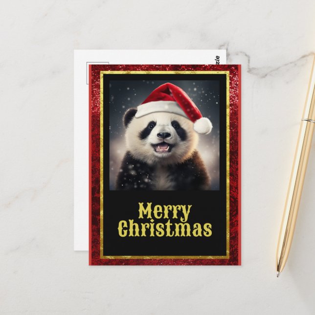 Christmas Panda Postcard (Front/Back In Situ)