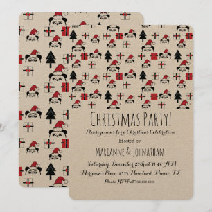 Christmas Panda Presents Holiday Trees Invitation