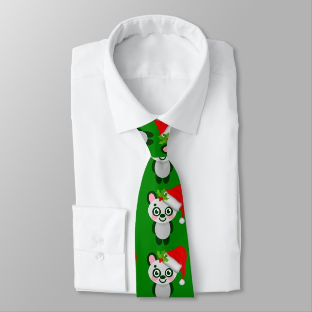 christmas panda santa claus tie (Tied)