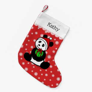 Christmas Panda Santa Hat Small Christmas Stocking