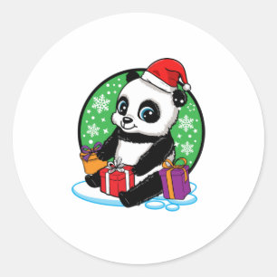 Christmas Panda Winter Vacation Animal Love Classic Round Sticker