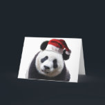 Christmas Panda with Santa Hat Holiday Card<br><div class="desc">Christmas Panda Bear wearing a Santa Claus Hat</div>
