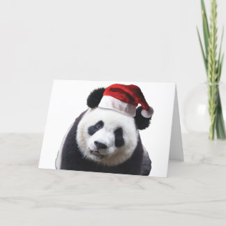 Christmas Panda with Santa Hat Holiday Card