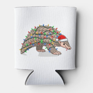 Christmas Pangolin Manis Santa Hat Holiday Can Cooler