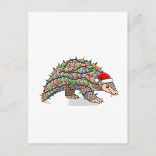 Christmas Pangolin Manis Santa Hat Holiday Postcard
