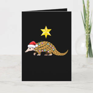 Christmas Pangolin Santa Hat Ornaments Star Xmas Card