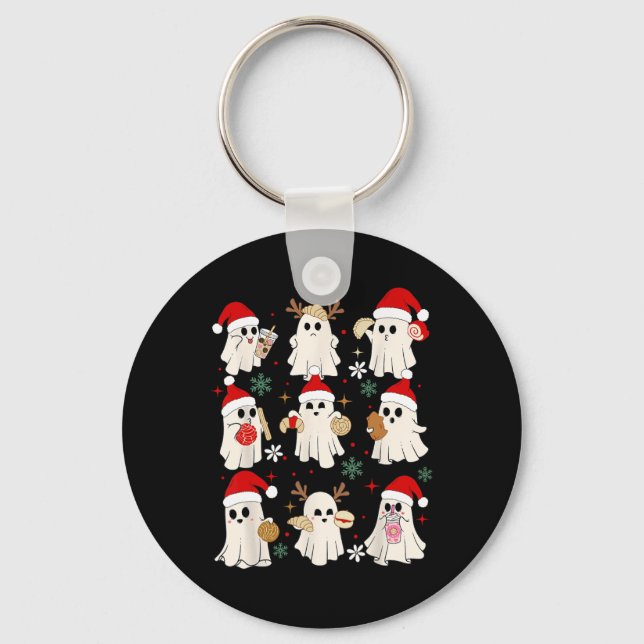 Christmas Pantasmas Ghost Santa Conchas  Key Ring (Front)