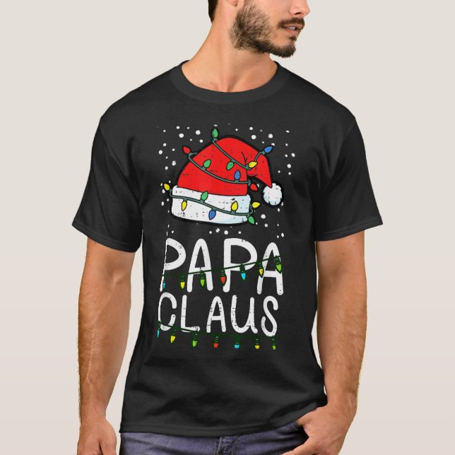 Christmas Papa Claus Santa Hat Xmas Dad Family Mat T-Shirt (Front)
