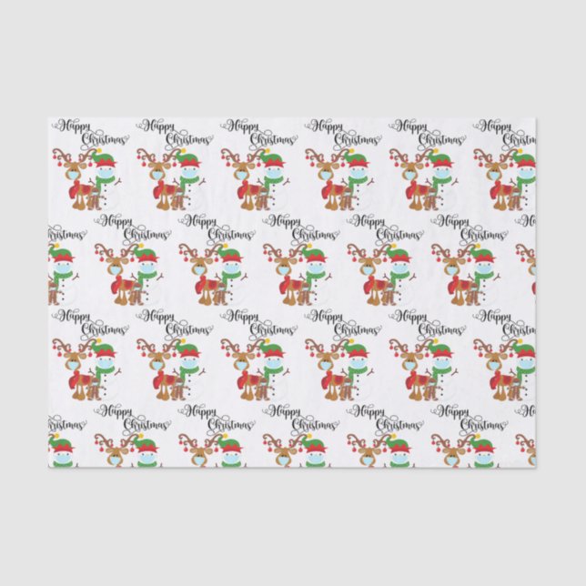 Christmas Paper 2020 Face Mask Reindeer snowman (Front)
