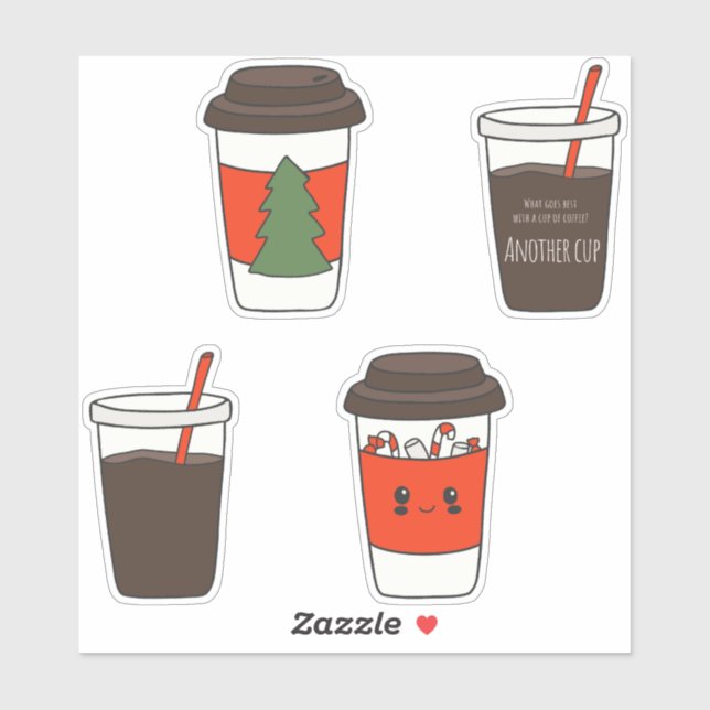 Christmas Paper Coffee Cups Lids Sleeves Stirrers (Sheet)