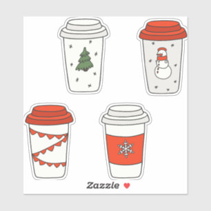 Christmas Paper Coffee Cups Tree Snowman Snowflake