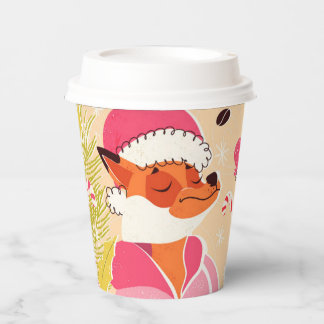 Christmas paper cup with a fox