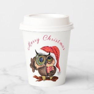 Christmas Paper Cups Baby Owl with Gift
