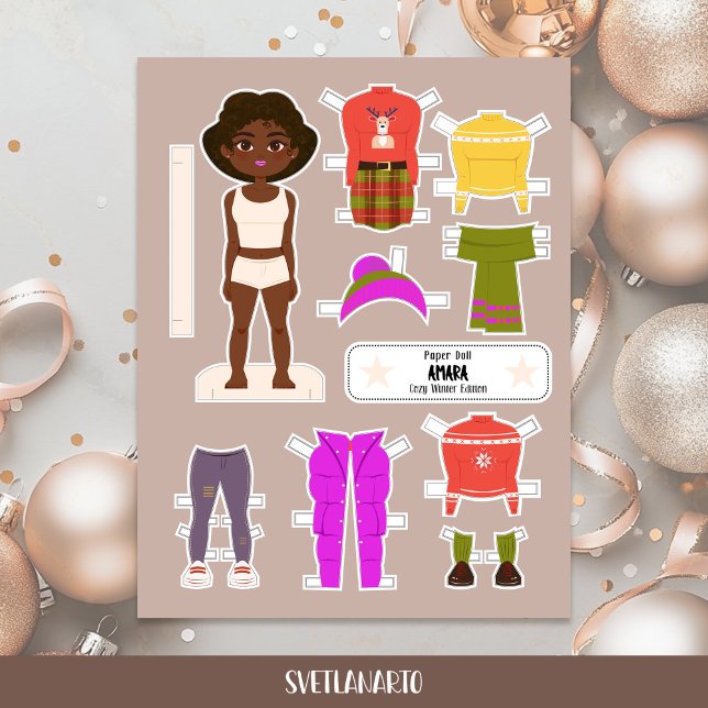 Christmas Paper Doll Black Girl Winter Outfits (Creator Uploaded)