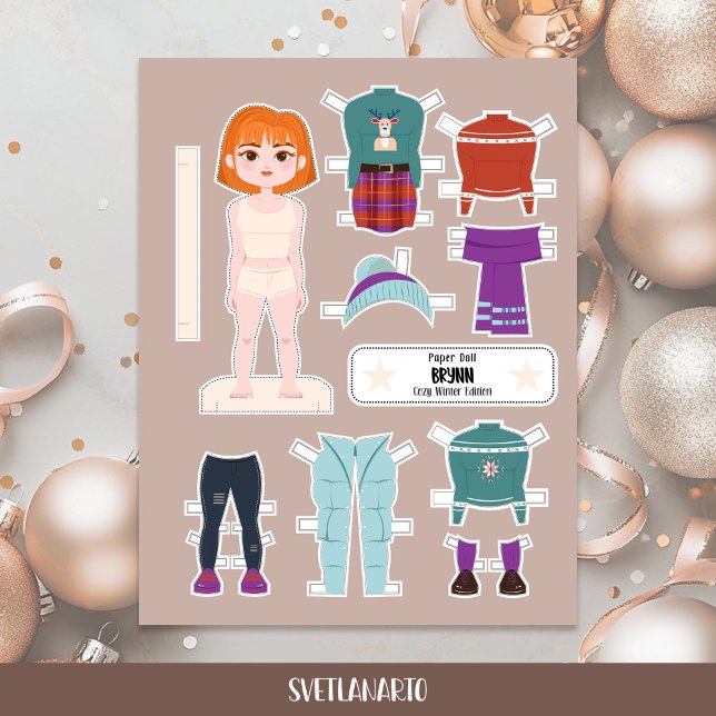Christmas Paper Doll Redhead Girl Winter Outfits (Creator Uploaded)