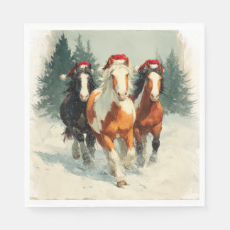 Christmas Paper Napkin/Beautiful Galloping Horses Napkin
