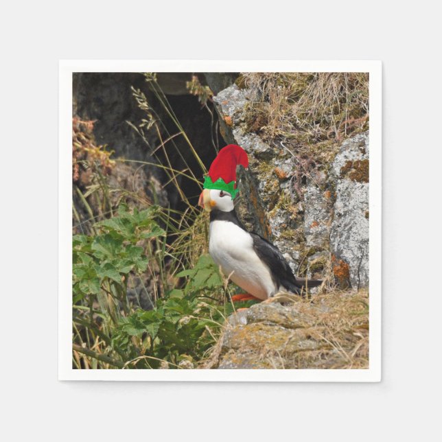 Christmas Paper Napkin of puffin (Front)