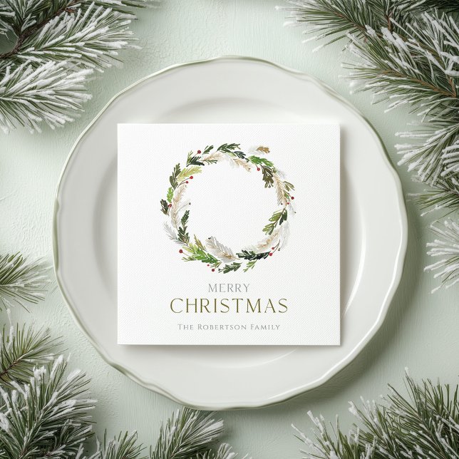 Christmas Paper Napkin with Greenery Wreath (Creator Uploaded)