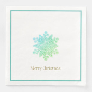 Christmas Paper Napkins Aquas Snowflake