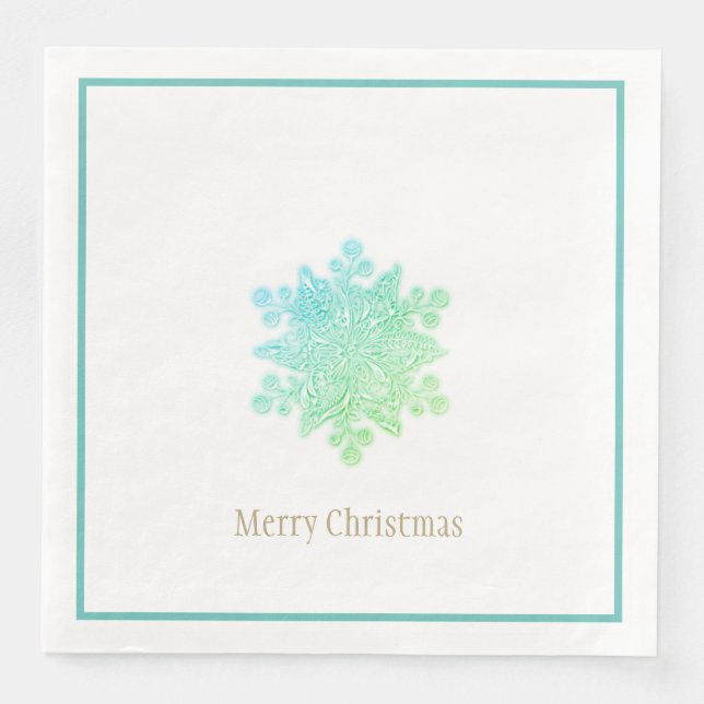 Christmas Paper Napkins Aquas Snowflake (Front)