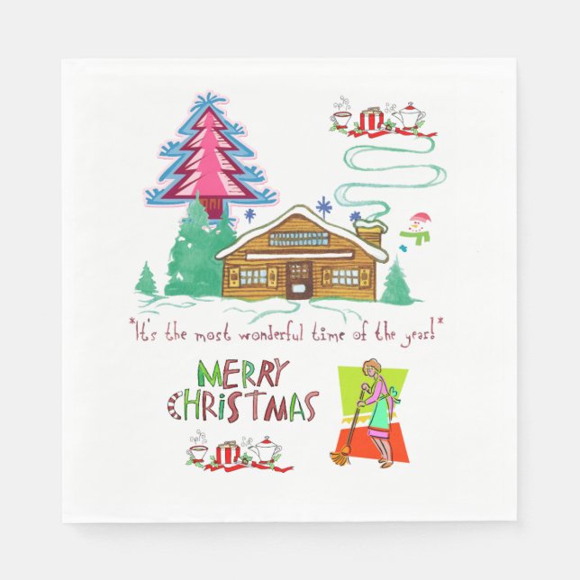 Christmas Paper Napkins, Cleaning Lady Napkin (Front)