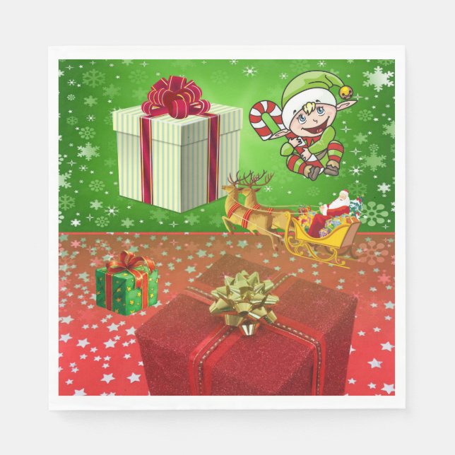 Christmas Paper Napkins, Elf Napkin (Front)