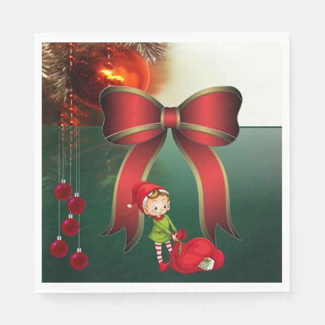 Christmas Paper Napkins, Elf Napkin (Front)