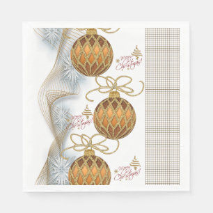 Christmas Paper Napkins, Gold Balls Napkin