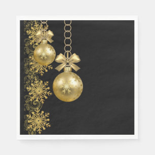 Christmas Paper Napkins, Gold Balls Napkin
