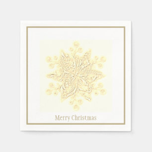 Christmas Paper Napkins Golden Snowflake
