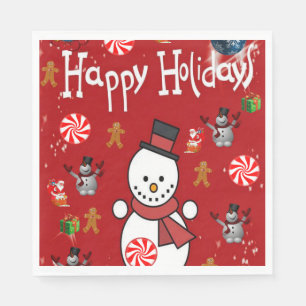 Christmas Paper Napkins, Happy Holidays Napkin