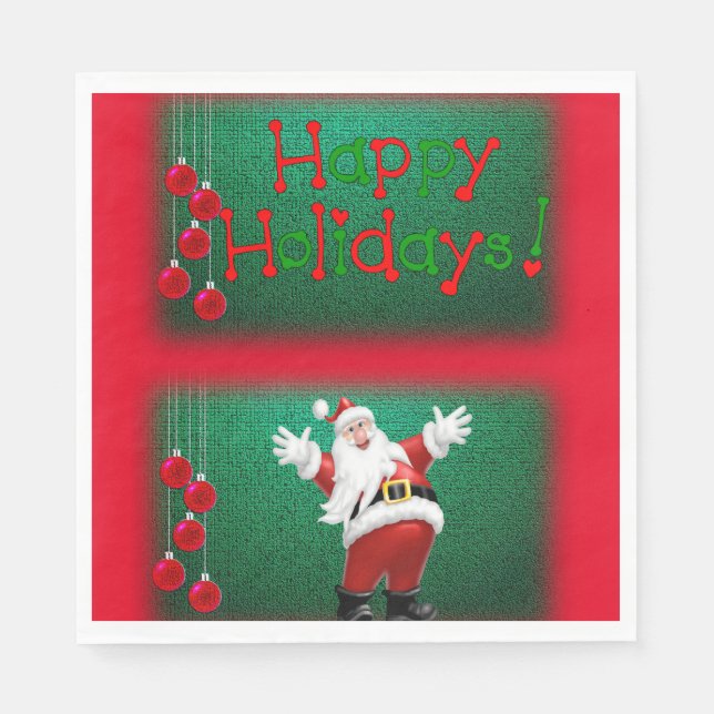Christmas Paper Napkins, Happy Holidays Napkin (Front)