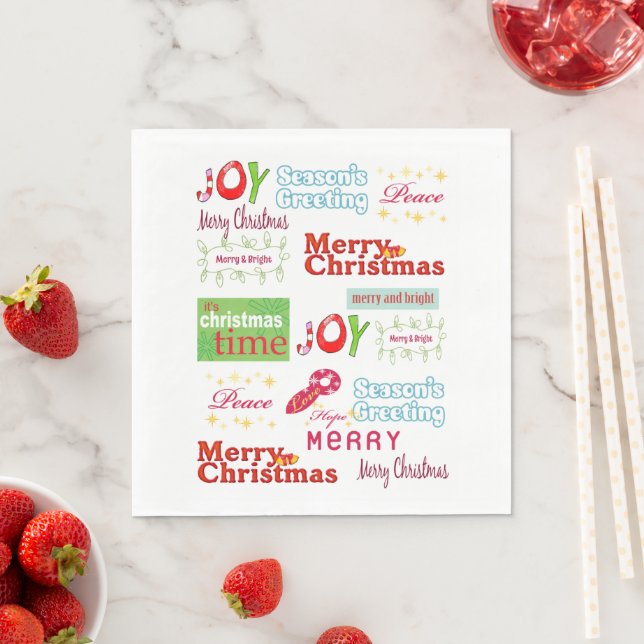Christmas Paper Napkins, Joy Season's Greetings Napkin (Insitu)