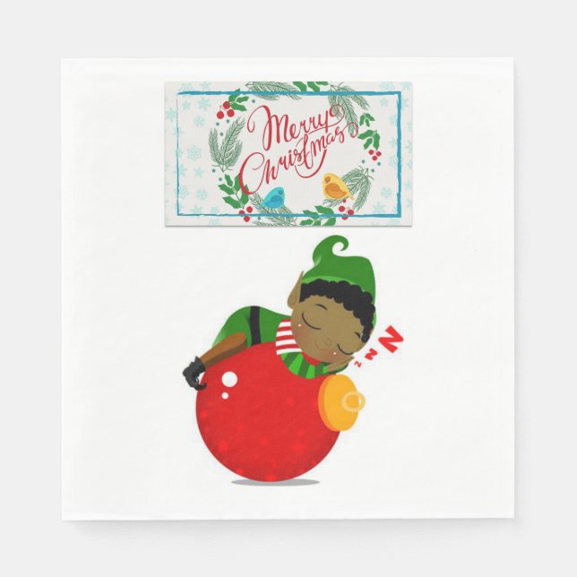 Christmas Paper Napkins, Merry Christmas, African Napkin (Front)