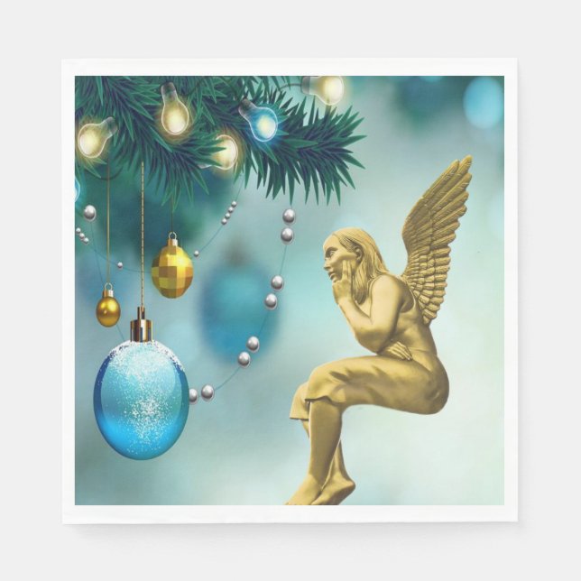 Christmas Paper Napkins, Merry Christmas, Angel Napkin (Front)