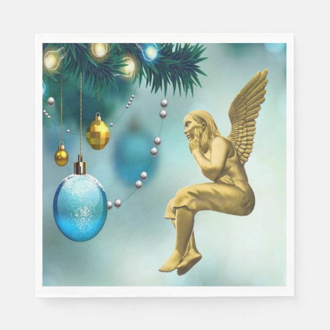 Christmas Paper Napkins, Merry Christmas, Angel Napkin (Front)