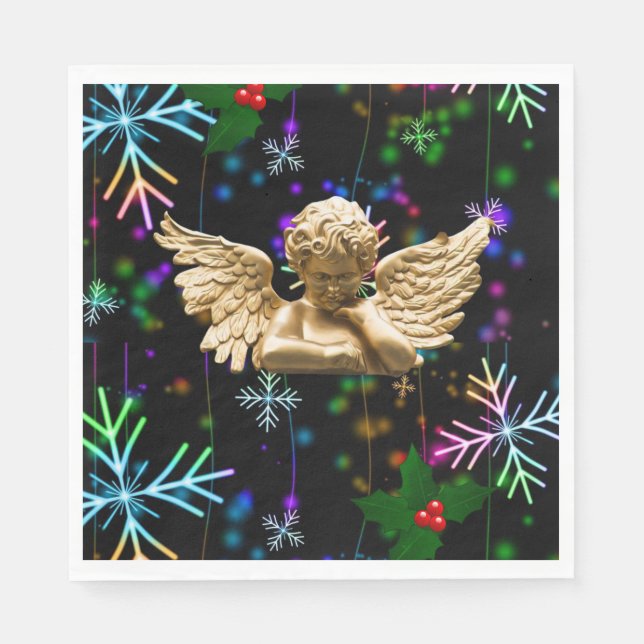 Christmas Paper Napkins, Merry Christmas, Angel Napkin (Front)