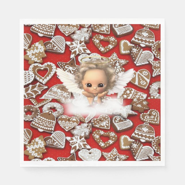 Christmas Paper Napkins, Merry Christmas, Angel Napkin (Front)
