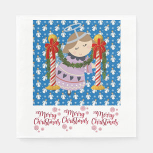 Christmas Paper Napkins, Merry Christmas Angel Napkin