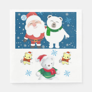 Christmas Paper Napkins, Merry Christmas, Bear Napkin