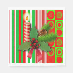 Christmas Paper Napkins, Merry Christmas, Candle Napkin