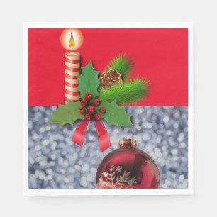Christmas Paper Napkins, Merry Christmas, Candle Napkin