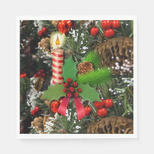 Christmas Paper Napkins, Merry Christmas, Candle Napkin
