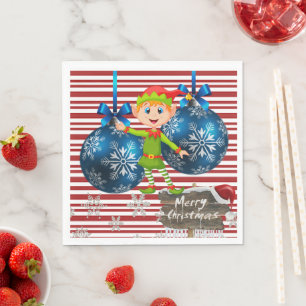 Christmas Paper Napkins, Merry Christmas Elf Napkin