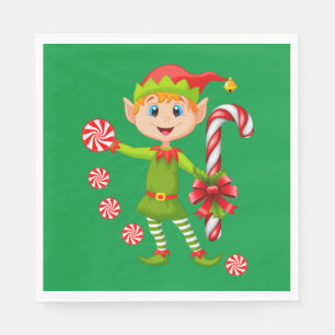 Christmas Paper Napkins, Merry Christmas Elf Napkin