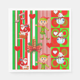 Christmas Paper Napkins, Merry Christmas, Elf Napkin