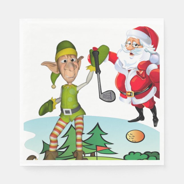 Christmas Paper Napkins, Merry Christmas, Golf Napkin (Front)