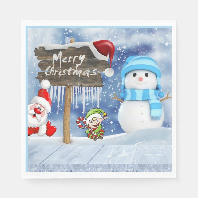 Christmas Paper Napkins, Merry Christmas Napkin (Front)