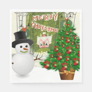 Christmas Paper Napkins, Merry Christmas Napkin