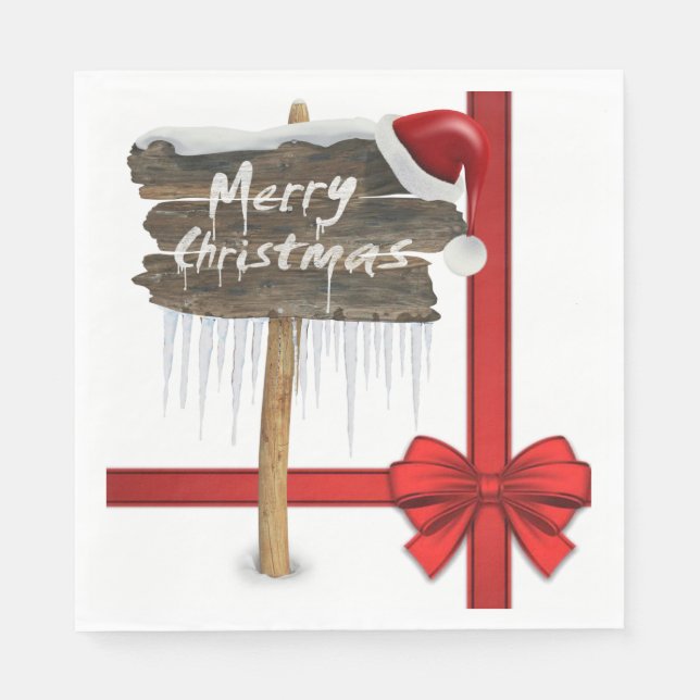 Christmas Paper Napkins, Merry Christmas Napkin (Front)